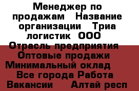 Менеджер по продажам › Название организации ­ Триа логистик, ООО › Отрасль предприятия ­ Оптовые продажи › Минимальный оклад ­ 1 - Все города Работа » Вакансии   . Алтай респ.